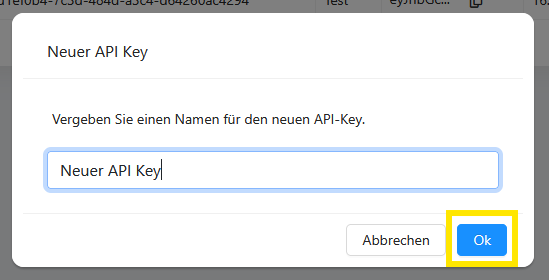 API-Schlüssel kopieren